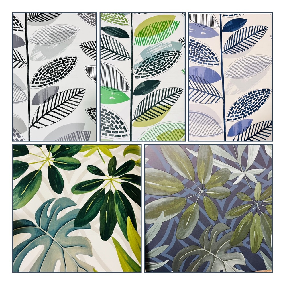 10 Large Botanical Leaf/ Tropical leaves Pattern Wallpaper Sample Sheets